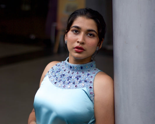 Custom bridal gown designed by Black Beauty Bridal in Thiruvananthapuram